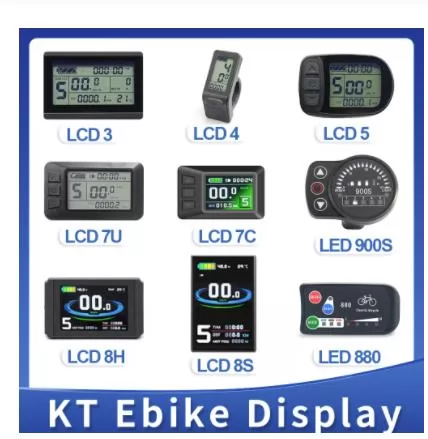 Electric Bicycle KT Display LCD3 LCD4 LCD5 LCD7U LCD7C LCD8H LCD8S LED880 LED900S 24V36V48V72V for Ebike Conversion Kit